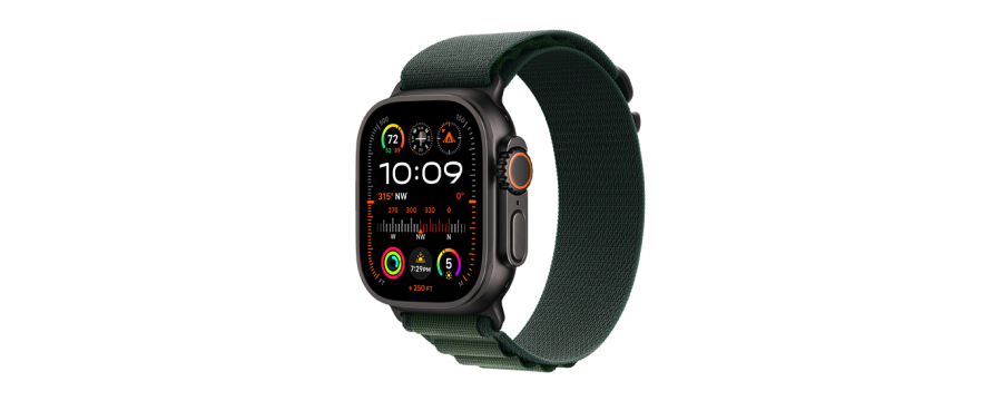 Watch Apple Watch Ultra 2 Black LTE 49mm Titanium Case with Alpine Loop S - Dark Green