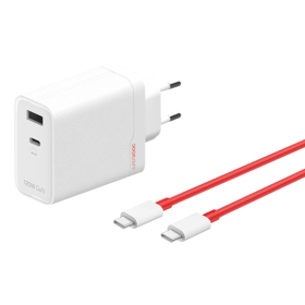 OnePlus 120W Dual Ports SuperVooc  Adapter + Cable (Type-C + Type-A) - White OnePlus 120W Dual Ports SuperVooc  Adapter + Cable (Type-C + Type-A) - White