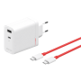 OnePlus 120W Dual Ports SuperVooc  Adapter + Cable (Type-C + Type-A) - White