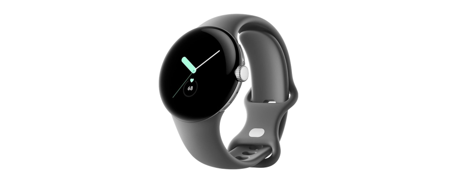 Watch Google Pixel Watch 4G 41mm Polished Silver Case with Sport Band - Charcoal