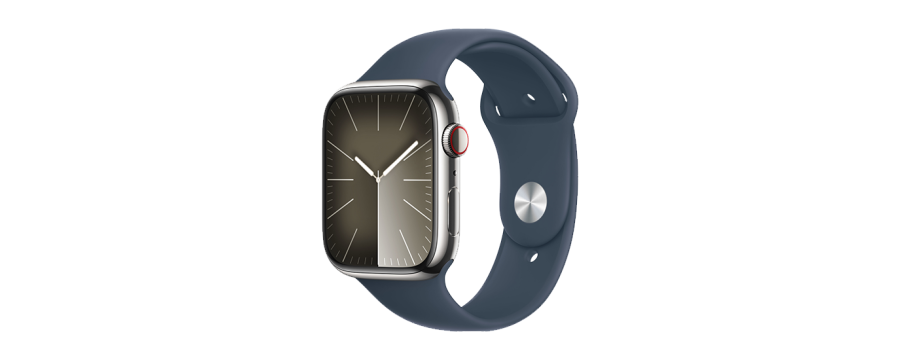 Watch Apple Watch Series 9 LTE 45mm Silver Stainless Steel Case with Sport Band S/M - Storm Blue