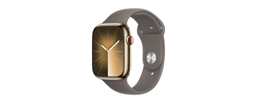 Watch Apple Watch Series 9 LTE 45mm Gold Stainless Steel Case with Sport Band S/M - Clay