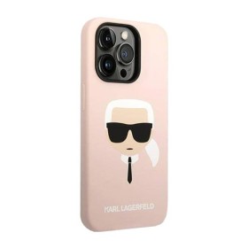 Karl Lagerfeld Hard Cover Silicone Karl Head Magsafe Pink, für iPhone 14 Pro Max, KLHMP14XSLKHLP