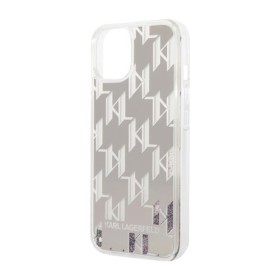 Karl Lagerfeld Hard Cover Liquid Glitter Monogram Silver, für iPhone 14 Plus, KLHCP14MLMNMS