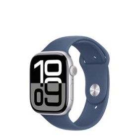 Apple Watch Series 10 GPS + Cellular Silver Aluminium, Denim Sport Band S/M, MWY03QF/A, 46mm