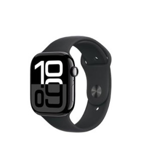 Apple Watch Series 10 GPS + Cellular Jet Black Aluminium, Black Sport Band M/L, MWY43QF/A, 46mm