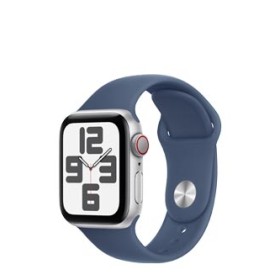 Apple Watch SE GPS + Cellular Silver Aluminium, Denim Sport Band M/L, MXGG3QF/A, 40mm