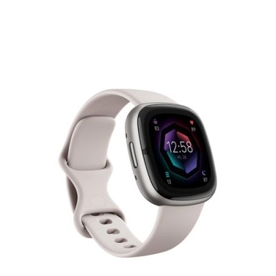 FitBit Sense 2 Lunar White / Platin, Intelligente Uhr mit Armband
