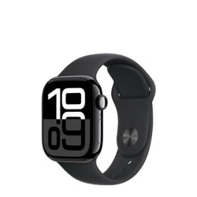Apple Watch Series 10 GPS + Cellular Jet schwarz Aluminium, schwarz Sport Band S/M, MWX63QF/A, 42mm