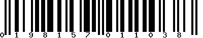 EAN-13 : 0198157011038
