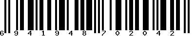 EAN-13 : 6941948702042