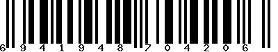 EAN-13 : 6941948704206